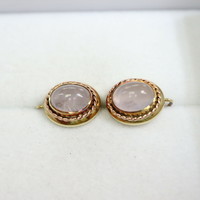 Antique Austrian Rose Quartz Earrings in 585 Gold