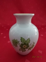 Aquincum porcelán váza, magassága 8,5 cm, zöld virágos. Vanneki! Jókai.