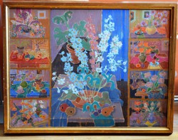 LAKI Ida (1921-2015) festmény, olaj farost, kerettel 68 x 86 cm, jjl., Laki
