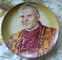 II. János Pál Pápa dísztányér, falitányér Tirshenreuth porcelán