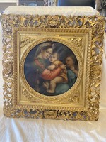 Raffaello- madonna della sedia after 18th century painting in beautiful florentine frame
