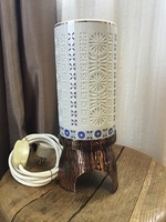 Régi iparművészeti asztali lámpa porcelán búrával