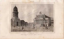 Berlin (3), acélmetszet 1842, francia, eredeti, metszet, 10 x 15, Poroszország, Királyi színház