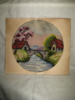 Gobelain Image, Handicraft, approx. 25 x 25 cm