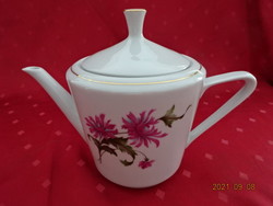 Alföldi porcelán teáskanna, ciklámen színű virággal, magassága 17 cm.  Vanneki!