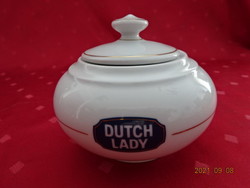 Alföldi porcelán cukortartó, Dutch Lady felirattal, magassága 9 cm. Vanneki!