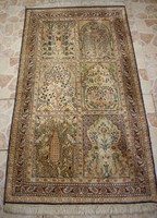 Kashmir Indian silk handmade rug 78x150cm