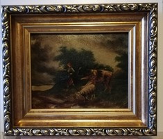 1939, dark toned oil painting in a new frame (km. 30 X 35)
