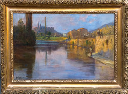 Gergely Imre (1868 - 1957 ) : Horgász a folyónál