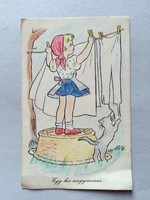 Rare jános macskássy art-deco postcard, postman