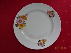 Alföldi porcelán lapostányér, lila és sárga virágos, átmérője 24 cm. Vanneki!