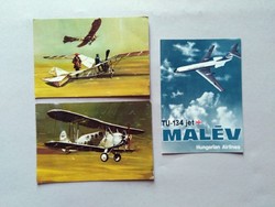 3db Malév képeslap