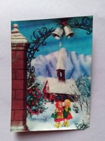Retró 'dimenziós' képeslap, karácsony, 1980-as évek