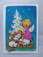 Ritka Foky Ottó és Emmi postatiszta karácsonyi képeslap, 1980-as évek