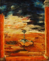 Madas Károly: Új világ, 1979 - nagy méretű sci-fi festmény, olaj-vászon