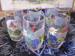 7 db nagyon szép kézi festésű nagy emlék poharak.