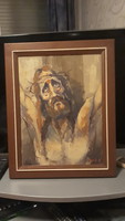 Papp Gábor "Krisztus portré" zsűrizett  olajfestmény 30x40 cm, vászon