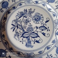 Csehszlovák porcelán tányér, hagyma mintás, kobalt kék