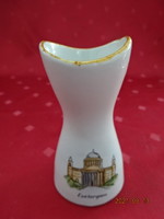 Aquincum porcelán váza, Esztergom látképpel, magassága 9 cm. Vanneki! Jókai.