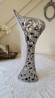 Gyönyörű,áttört,krómozott váza 46cm
