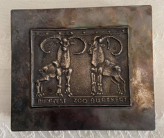 Ritka fémdoboz két kossal, Budapest ZOO Állatkert felirattal a 60-as évekből