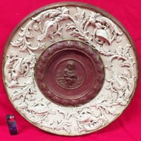 Johann Maresch  Puttós,Angyalos,Madaras Terrakotta Mintás Terrakotta Kerámia Tányér,Tál. 39 cm