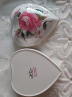 Meseszép spode billingsley rose spray angol porcelán szív formájú bonbonier, ékszertartó