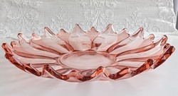 Lazac-rózsaszínű üveg tál 30cm