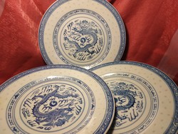 6 db , rizs szemes, sárkány mintás , nagy lapos kínai porcelán tányér