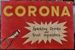 Vintage zománcozott reklámtábla, CORONA pezsgőital