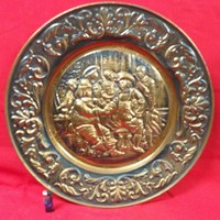 Nagymérerű Bronz Életkép Fali Tál,Tányér. 58.5 cm.
