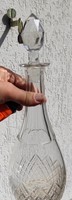 Beautiful antique polished glass stopper bottle with decanter jug, Art Nouveau, wine, liqueurs, drinks.