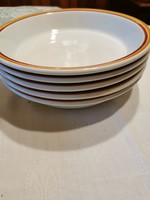 5 db Alföldi porcelán főzelékes tányér barna csíkos