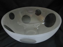 Polka dot design glass salad bowl