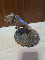 Eklektikus bronz oroszlán szobor art deco farokkal