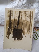 Régi katonai fotó, katonák az erdőben, téli táj