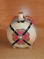 Old ornate wooden bottle 14 cm (n)