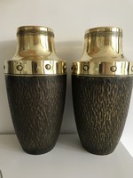 Art deco copper fireplace vases, 31 cm high