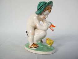Katzhütte porcelain little boy with goose