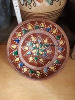 Folk pottery, glazed tile plate, eel