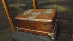 Wooden jewelry box with copper decoration
