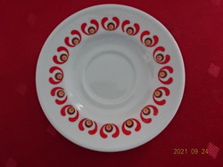 Alföldi porcelán kávéscsésze alátét, piros minta, átmérője 11 cm. Vanneki!