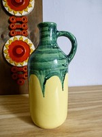 Retro, vintage, dripped glazed ceramic jug with flask