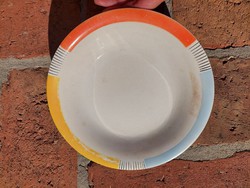 RETRO színes csíkos GRÁNIT tányér, jelzett