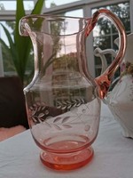 Rózsaszín csiszolt üveg kancsó