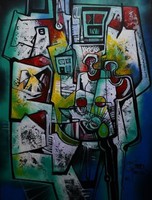 2 db festmény-Simeon Gonzales - tanúsítványokkal! USA-ban élő , perui származású festő.