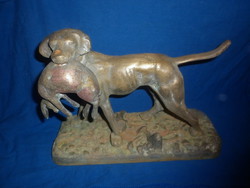Antik nehéz súlyos bronz vadász kutya szobor 6kg