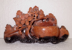 Régi antik kínai kézzel faragott zsírkő faragás szobor figura virág dísztárgy