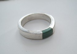 Silver ring with malachite insert - 1 ft auctions!