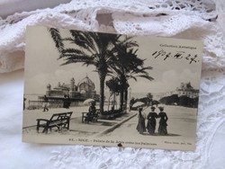 Busy !!! Antique French postcard / greeting card nice jetee palace / casino with palm tree promenade 1907